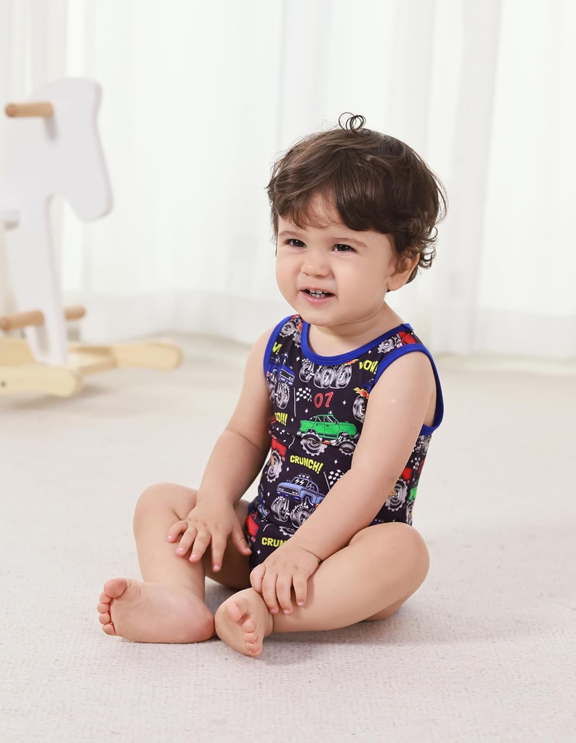 Baby Boy Girl Pajamas Toddler Infant Unisex Sleeveless Sleep Bodysuit Sleepwear Newborn Snap Snug Fit 3-Pack