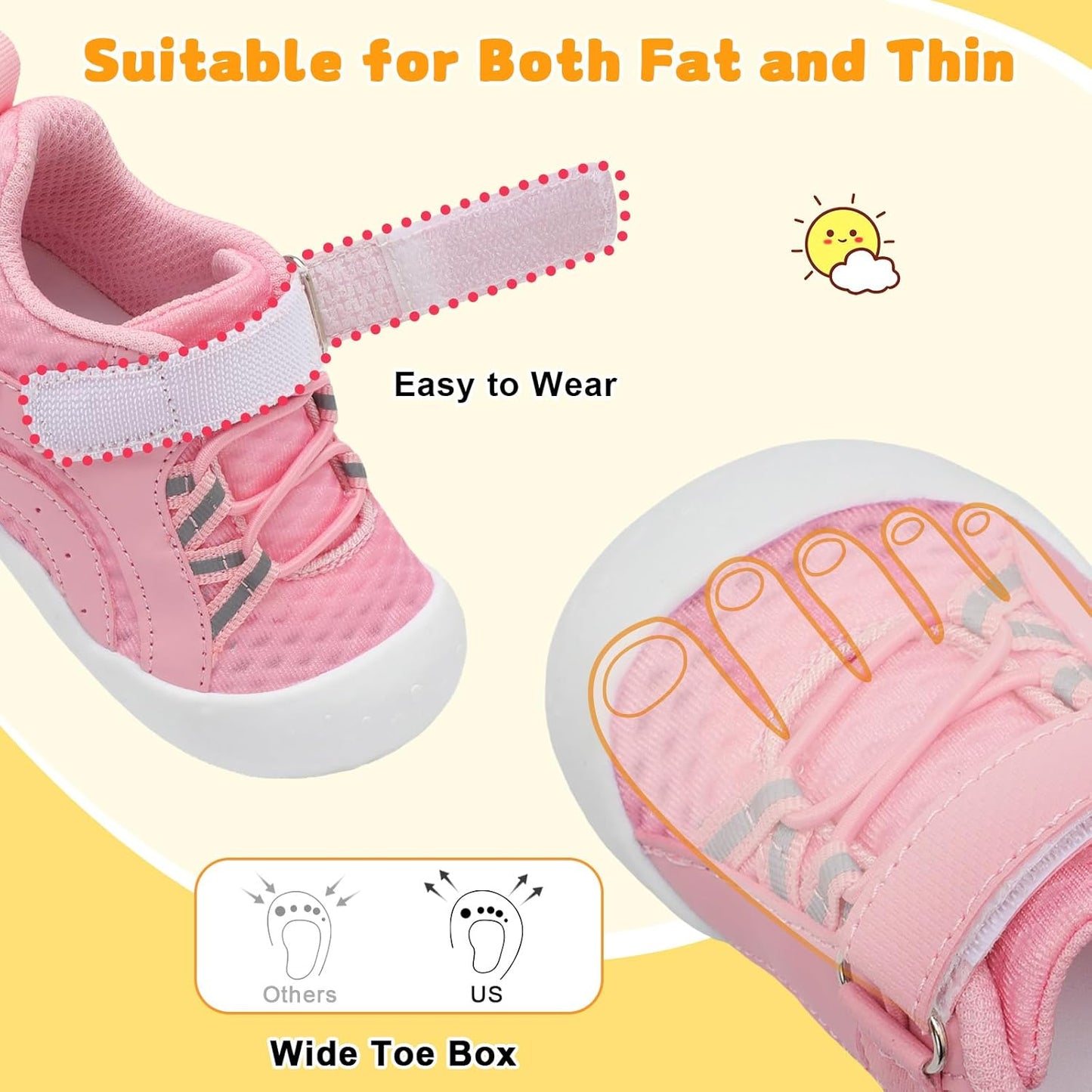FEETCITY Wide Baby Shoes Boys Girls Baby Barefoot Shoes Breathable Infant Walking Shoe Crib Sock Shoe Toddler Sneakers Flexible