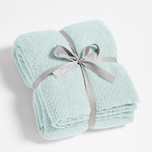 CYMULA Knit Throw Blanket for Couch Sky Blue - Super Soft Lightweight Plush Fuzzy Fluffy Cozy Blankets and Throws for Sofa Bed, 50 x 60 inches