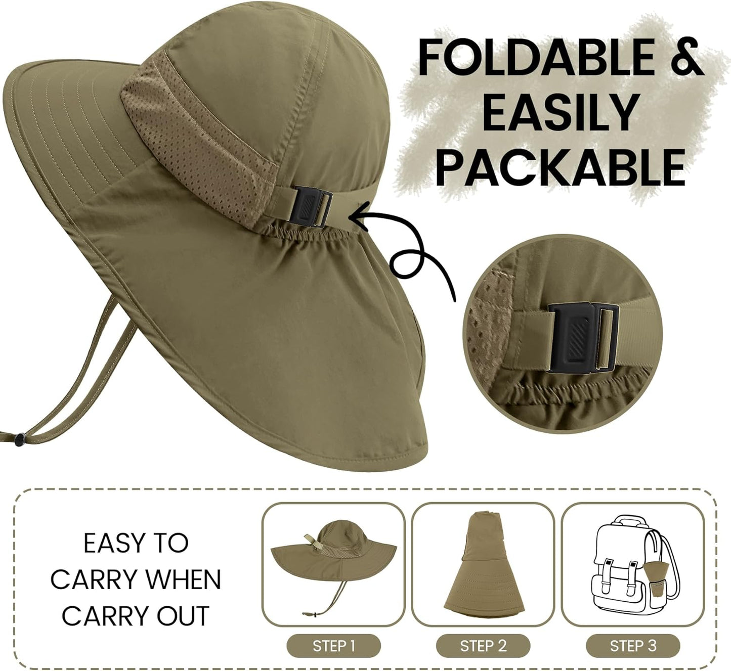 Baby Sun Hat with Neck Flap for Sun Protection Toddler Beach Hat UPF 50+ Outdoors 0-6 Years Boys Girls