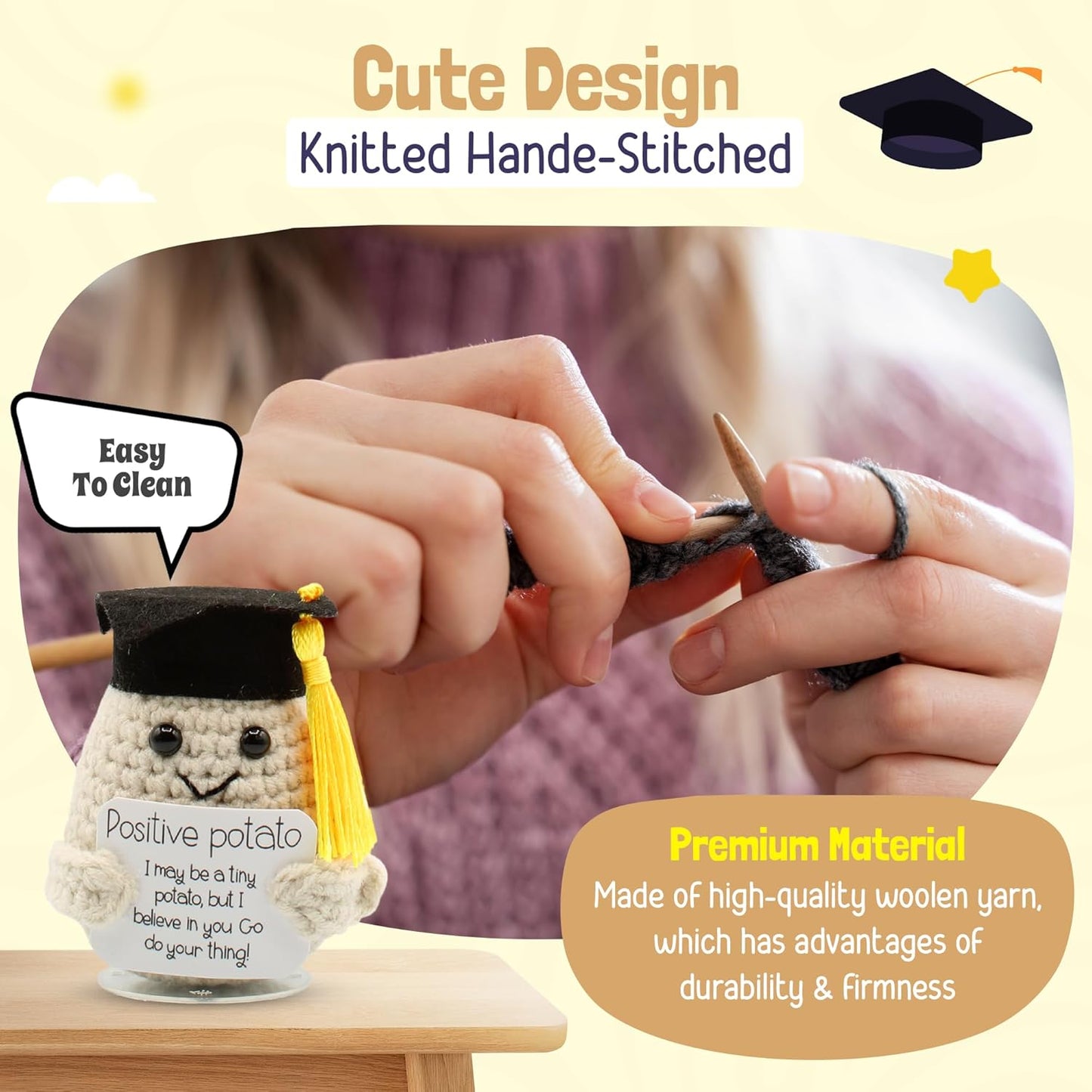 Graduation Gifts Positive Poato with Stand. Graduation Decorations, 2024 Graduation Gift. Office Desk Decor, Co Worker Gifts. Enouraging Emotional Su