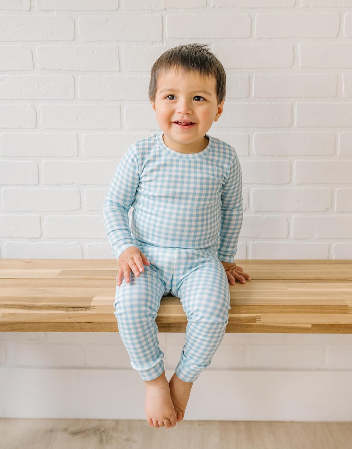 moimoln Plaid Check Soft Cotton Modal 6M-8Y Baby Toddler Long-Sleeve Snug-Fit Pajama Sleepwear Daily