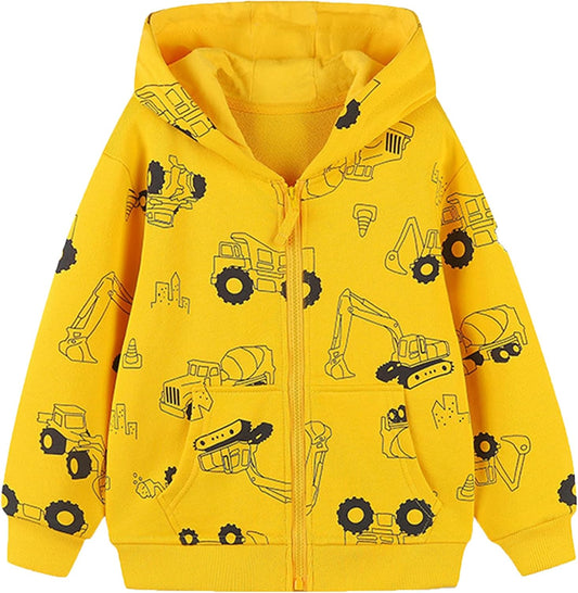 Toddler Boys Full Zip Dinosaur Hoodies Comfortable Sweatshirt