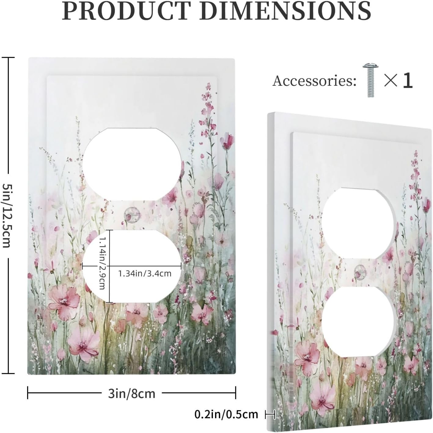 Outlet Covers Wildflower Botanical Watercolor Floral 1 Gang Duplex Light Switch Cover Decorative Switch Plates Electrical Receptacle Faceplate Wall Plate For Bed Room Living Room Decor