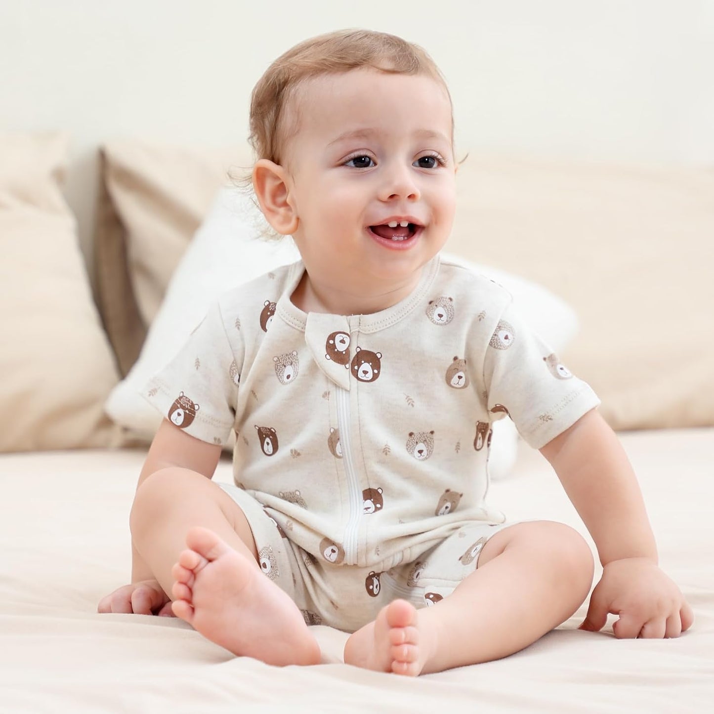 Owlivia Baby Short Sleeve Summer Romper Set, 2 Pack Tank Jumpsuit for Girls and Boys, Cartoon One Piece Coverall Outfit