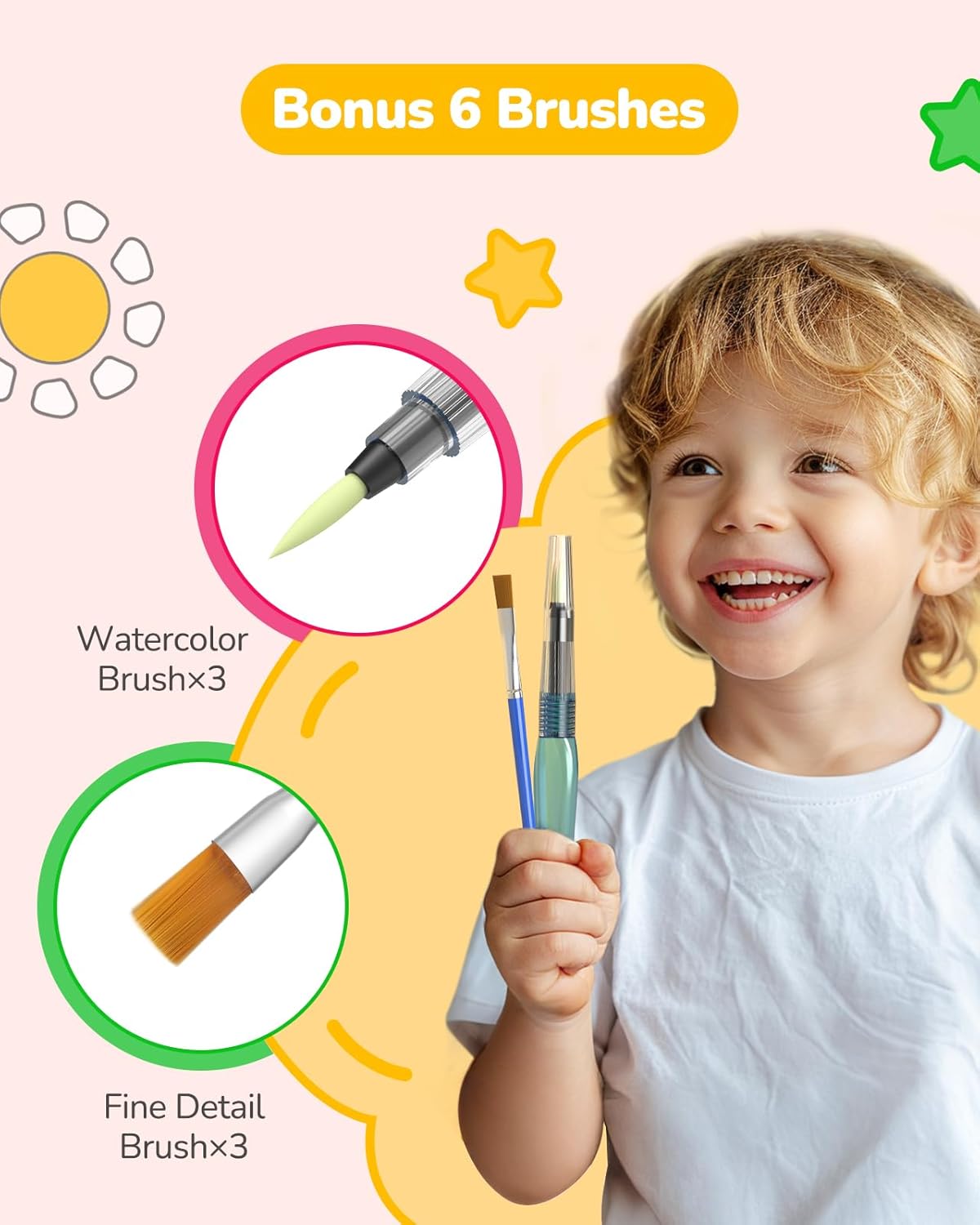 TECJOE 3 Pack Paint with Water Coloring Books for Toddlers, Watercolor Paint Set with 6 Brushes, Painting Activity for Kids Ages 4 5 6 7 8, Birthday Gifts Arts & Crafts Toy, Princess, Forest & Sea