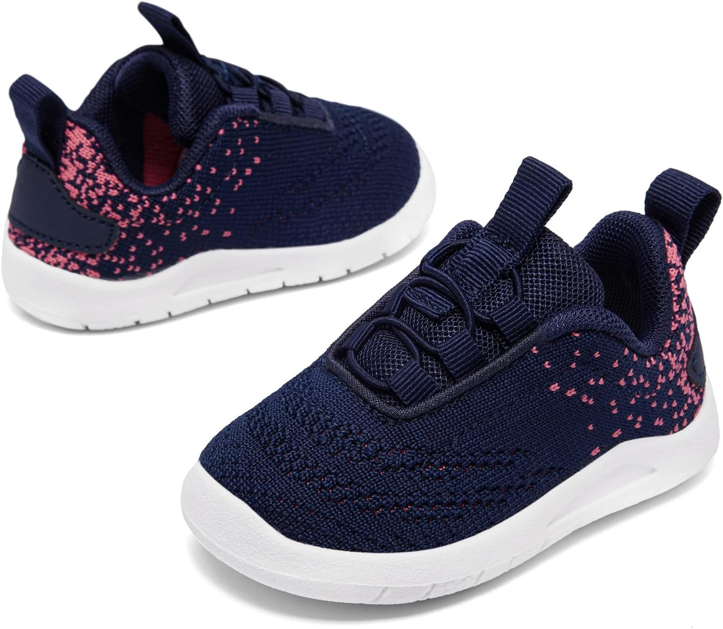 MORENDL Toddler Slip On Sneakers Baby Walking Shoes Non-Slip Breathable Unisex Pink Mesh Lace-Up Athletic Sneakers Infant Running Shoes