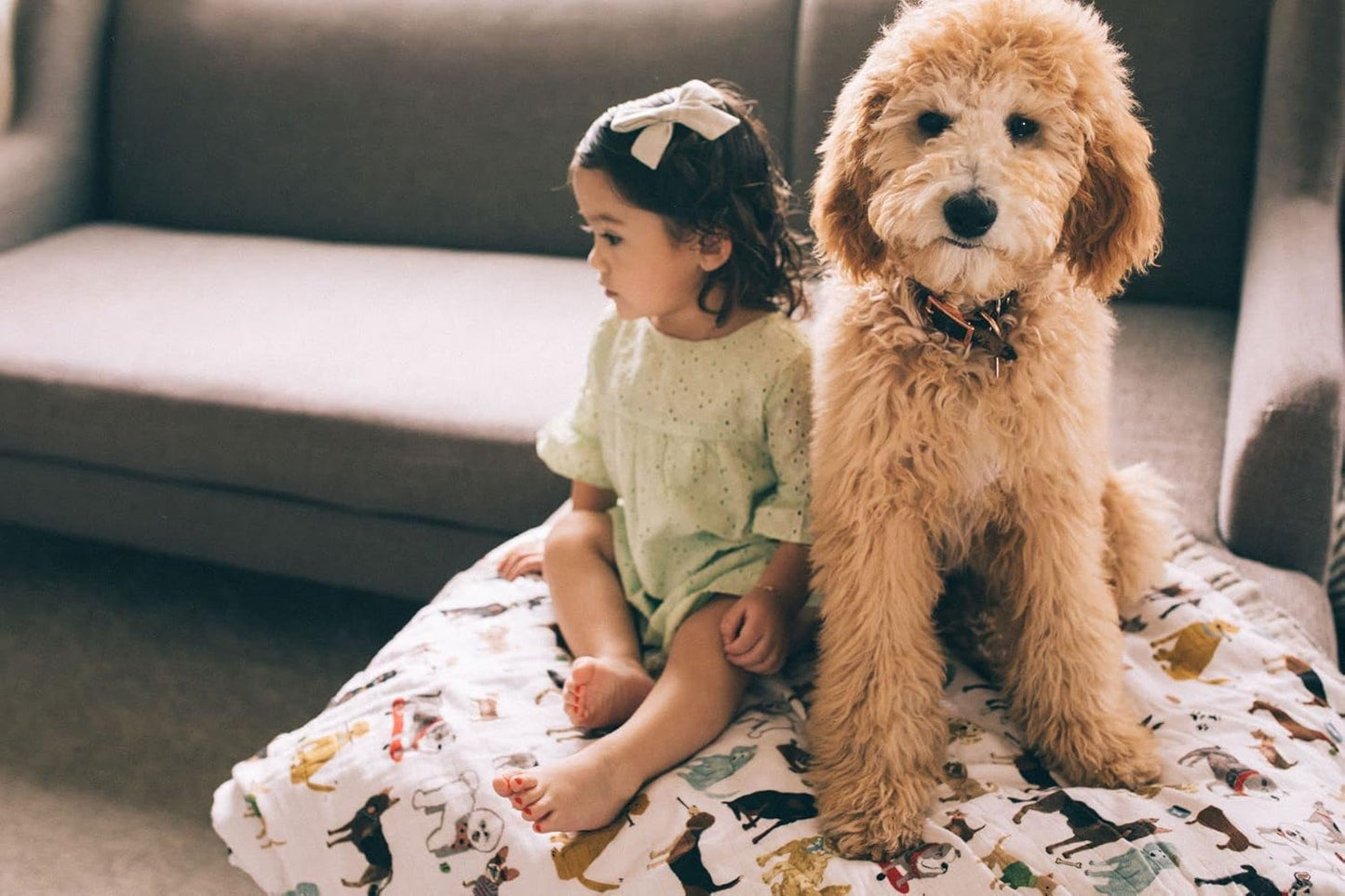 Little Unicorn Premium Quilted Throw | Super Soft, Multi-Layered Muslin XL Blanket| Great for Kids & Families (Woof)