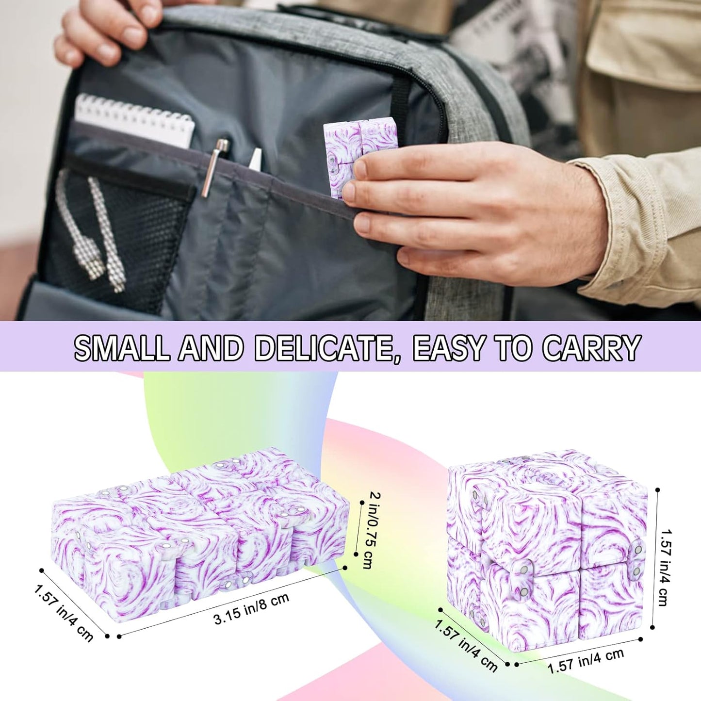 Infinitycube Fidget Toy, Unique Tie-Dye Infinitycube for Kids and Adults, Fidget Toy Relaxing Hand-Held Fidget Toy for Stress Relieve and Anxiety Relief (Pink)