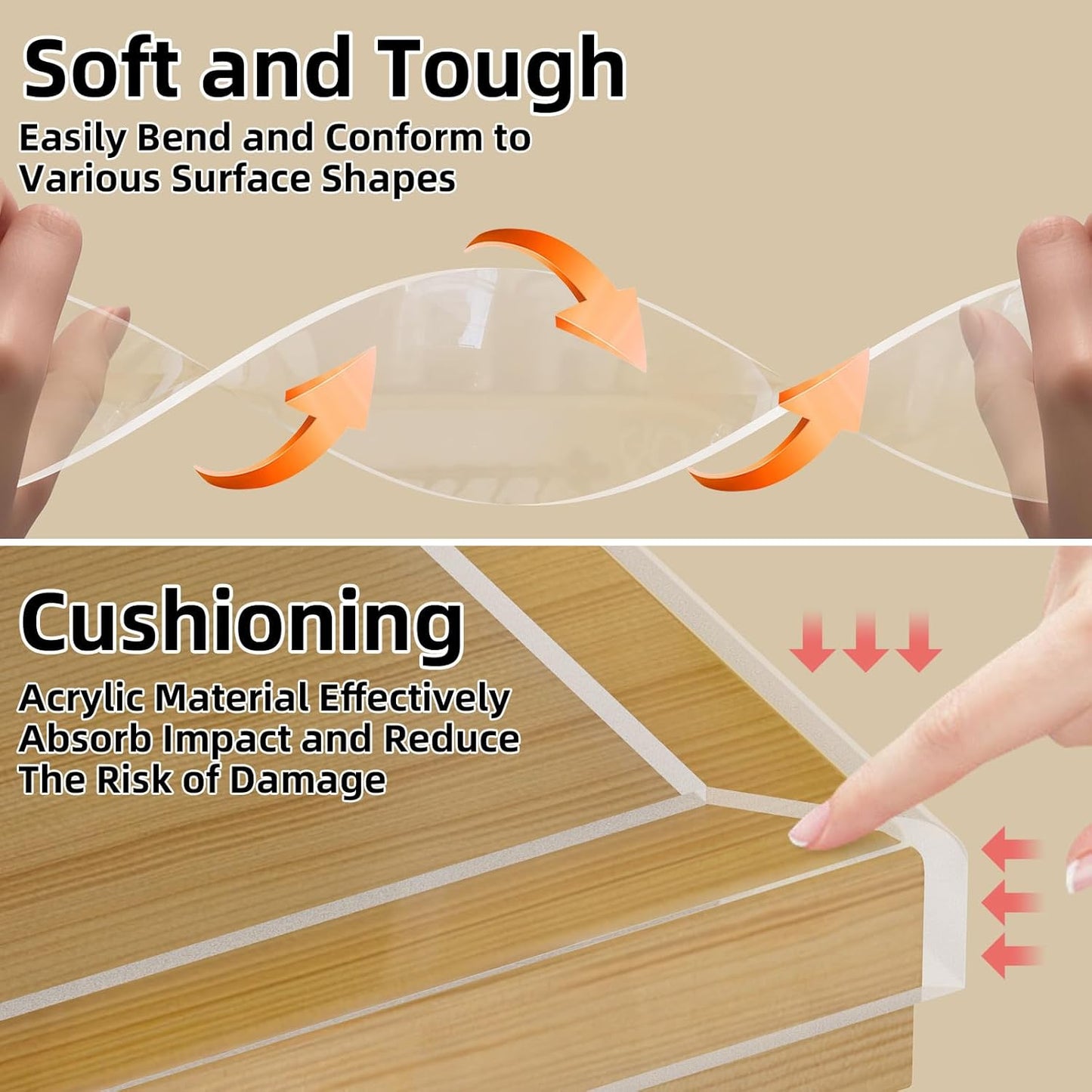 Clear Edge Protector, 0.8in x 9.84FT, Safe Corner Protector, Anti-Sharp Edge Protector, for Furniture, Drawers, Tables, Cabinets