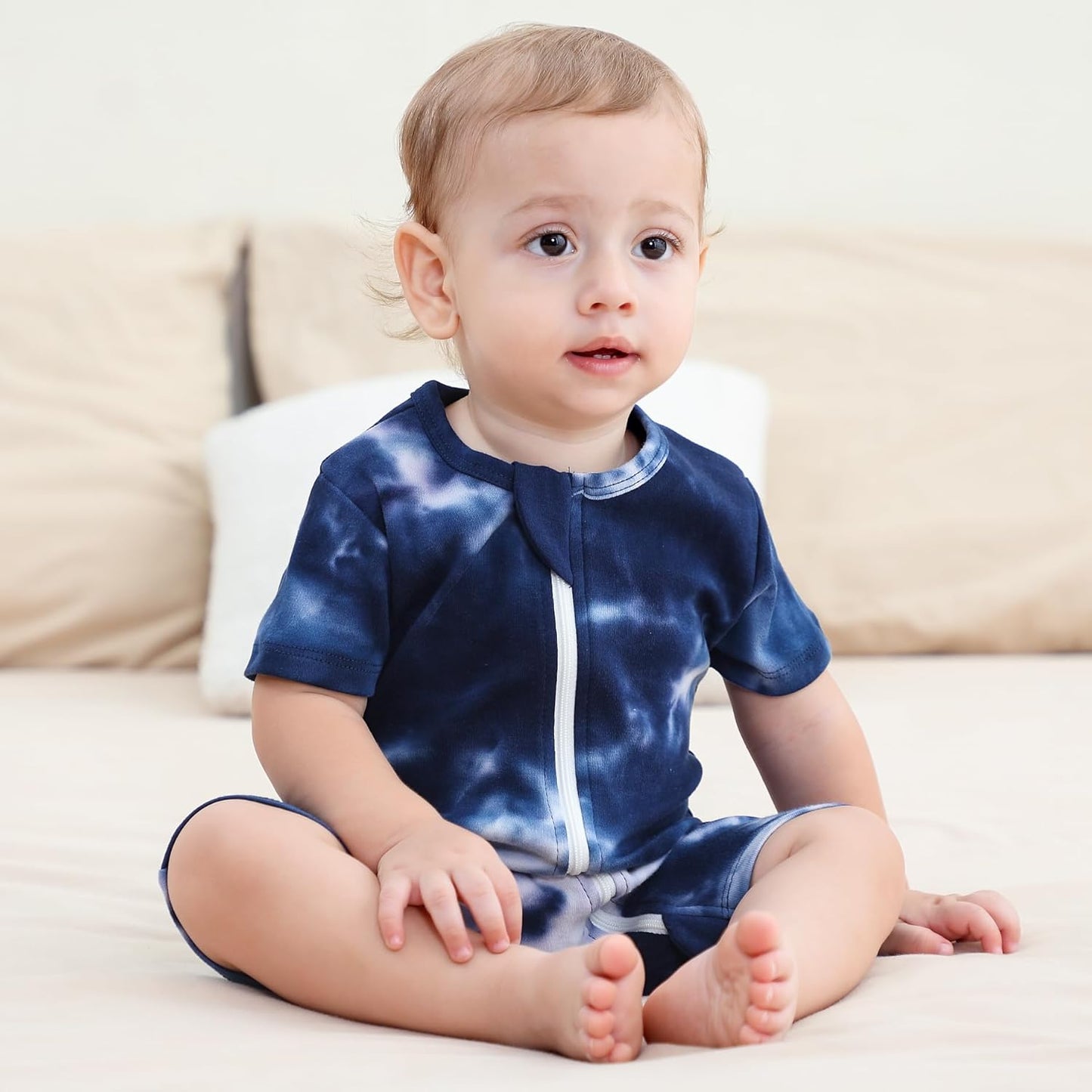 Owlivia Baby Short Sleeve Summer Romper Set, 2 Pack Tank Jumpsuit for Girls and Boys, Cartoon One Piece Coverall Outfit