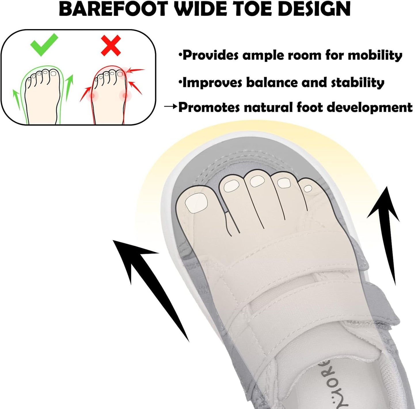 MORENDL Wide Toe Box Shoes Toddler Barefoot Shoes Baby Walking Shoe Boy Girl Non-Slip Zero Drop Minimalist Sneakers Comfort Tennis Outdoor Activities
