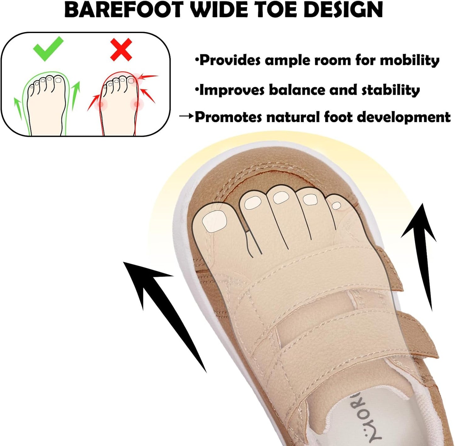 MORENDL Wide Toe Box Shoes Toddler Barefoot Shoes Baby Walking Shoe Boy Girl Non-Slip Zero Drop Minimalist Sneakers Comfort Tennis Outdoor Activities