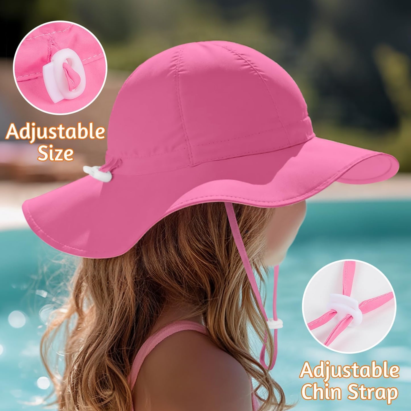 Baby Sun Hat Toddler Girl Beach Hat Adjustable Outdoor Summer Hat UPF 50+ Sun Protection Wide Brim Infant Kids