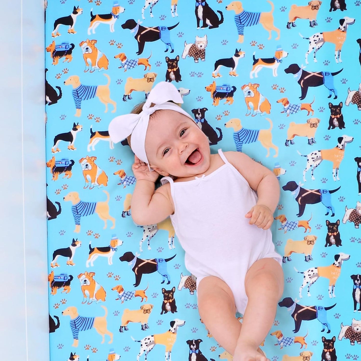 Crib Sheet - Fitted Crib Sheet Baby Sheet for Standard Crib and Toddler mattresses Nursery Bedding Sheet Crib Mattress Sheets for Boys and Girls 1 Pack Dog Toddler Sheet by UOMNY