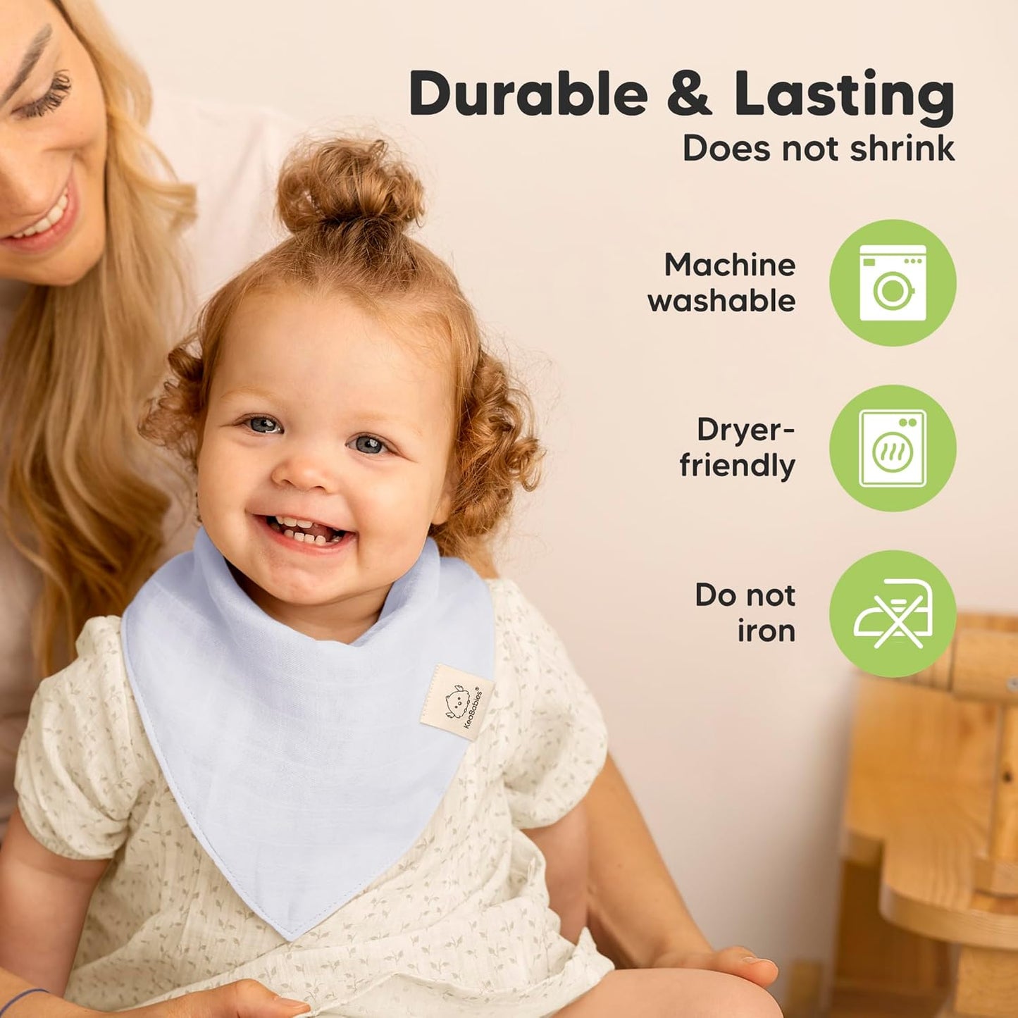 8-Pack Muslin Baby Bibs for Boys, Girls - Muslin Bandana Drool Bibs for Baby Girl & Boy, Drooling Newborn, Teething Toddler, Infant 0-36 Months, 100% Cotton Extra Absorbent & Soft (Nimbus)