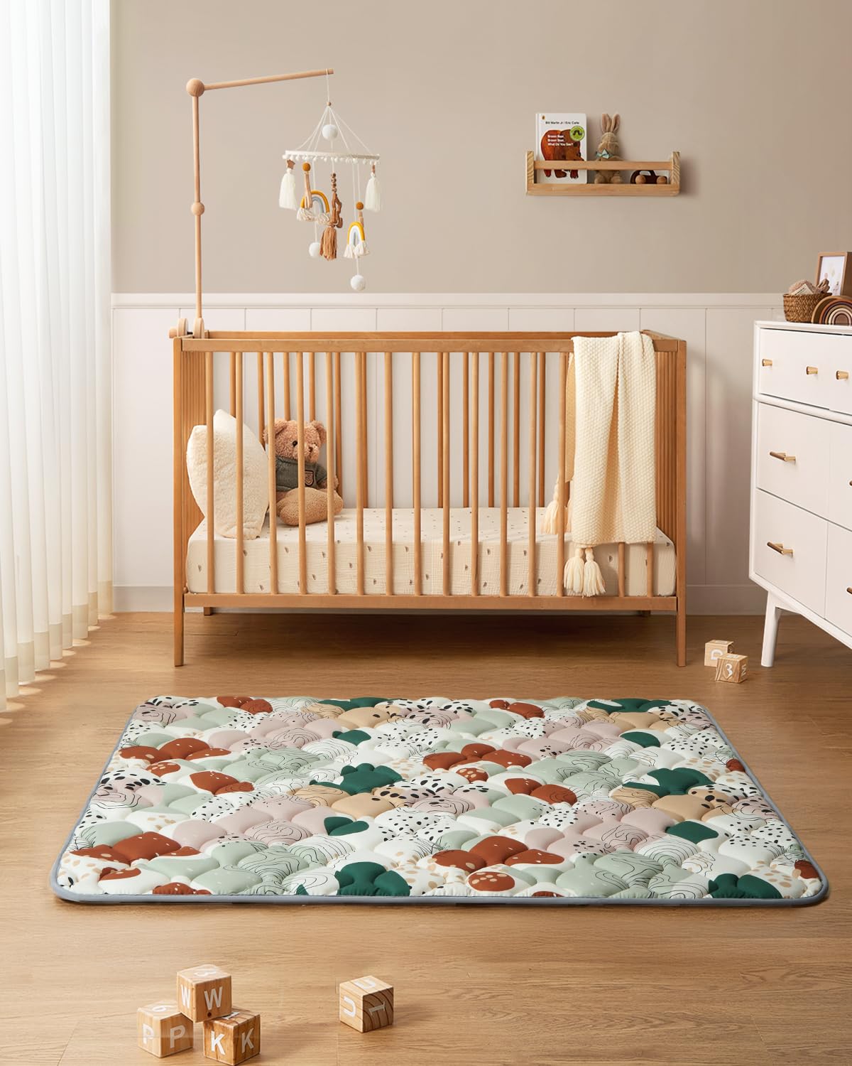 Blissful Diary Baby Play Mats for Floor, 47x47 Inch Playpen Mat, Thicken Padding Foam Playmate for Babies and Toddlers Infants, Modern Abstract
