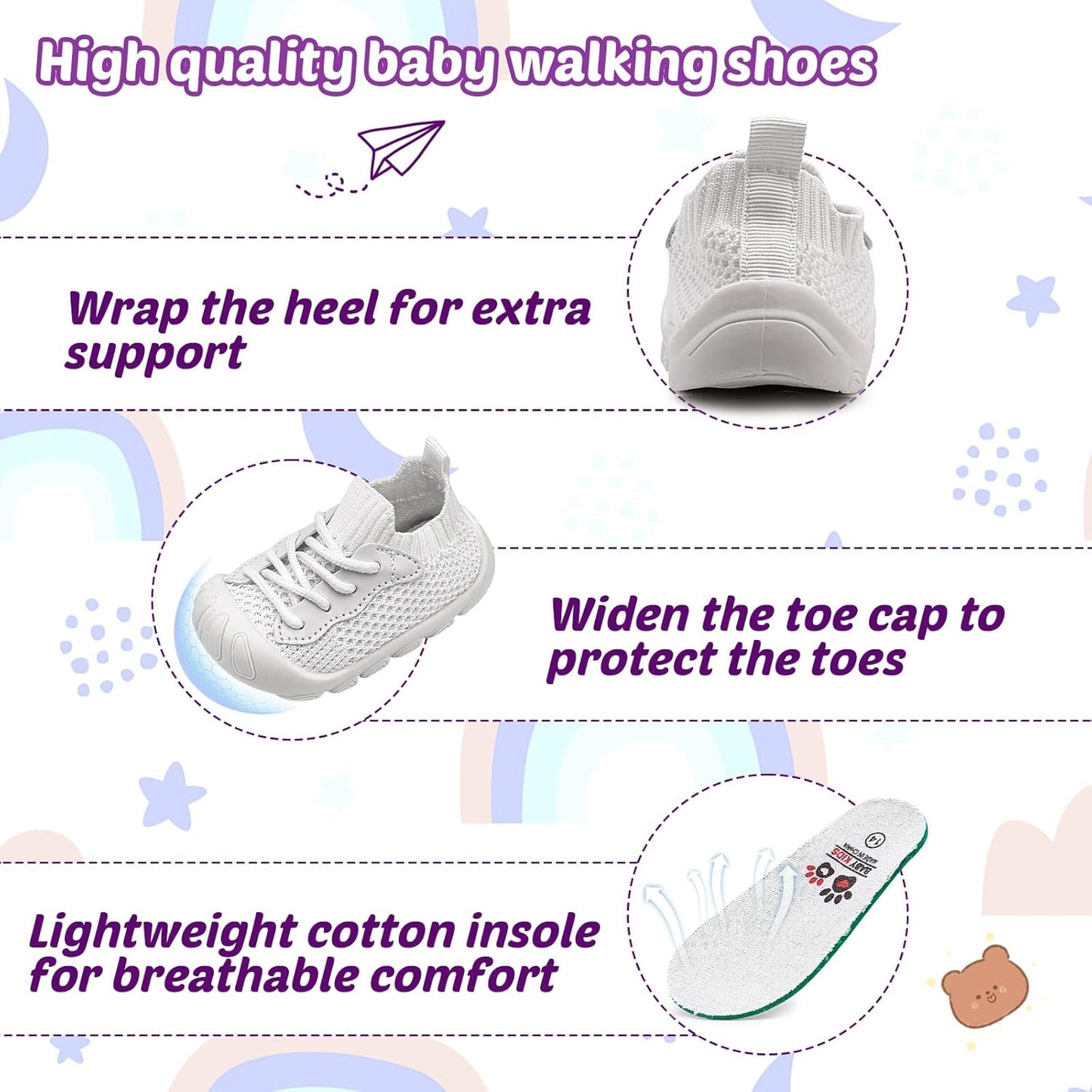 Charrost Toddler Baby Girl Boy First Walking Shoes Checkered Sneakers Sizes 3/4/5/6/7/8T. Soft, Cute,Flexible for First Walkers. Non-Slip, Slip On, Wide Toe Box Indoors Outdoors