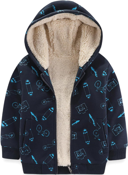 Bumeex Kids Boy's Girl's Sherpa Fleece Lined Jacket Spring Fall Winter Zip up Sweatshirt Hoodie 2-14Y(Toddler/Kid)