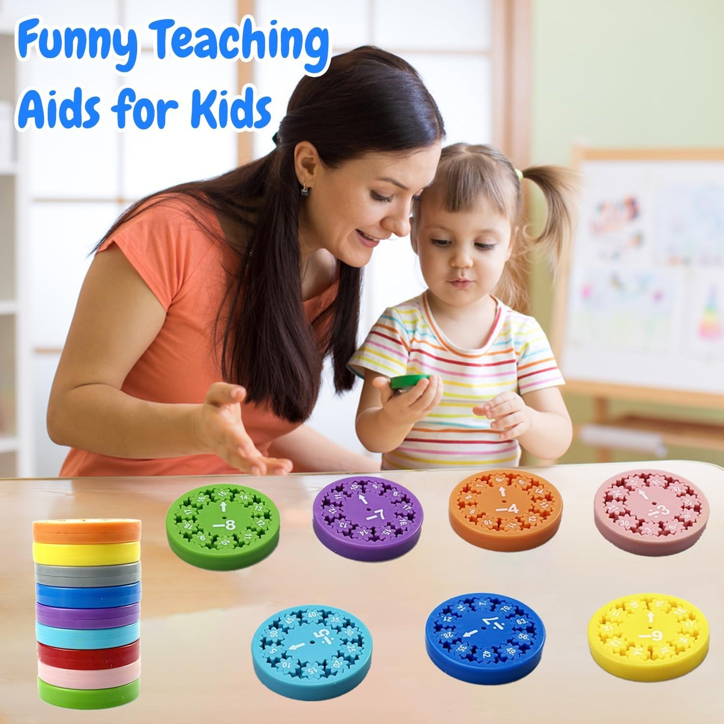 Math Fidget Spinners, Educational Math Fact Fidget Spinners, Learn Division & Multiplication Fidget Toys for Kids Adults for Stimmers & Fidgeters (Add Or Subtract 9pcs)