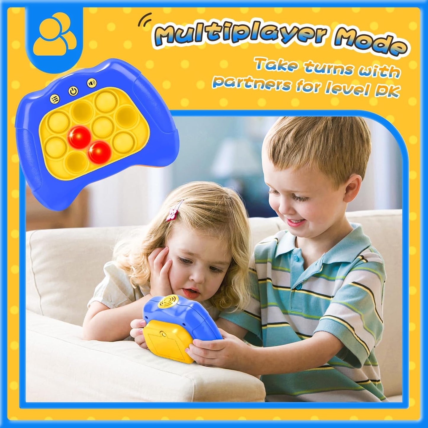 Fast Push Bubble Game, Light-up Pop Game Fidget Toys for Kids and Adults, Electronic Handheld Quick Push Bubble Game, Stress Relief Toys for 6 7 8 9+ Year Old Boys & Girls (Dark Blue)