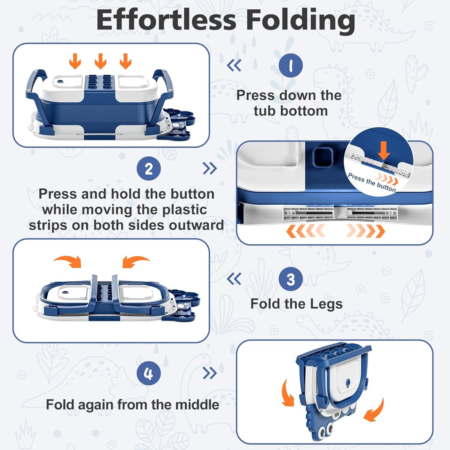 MoreFeel Collapsible Baby Bathtub for Newborn with Thermometer & 1 Hooded Towel & 1 Soft Floating Cushion,Portable Travel Bathtub with Drain Hole, Durable Foldable Baby Tubs for Infants to Toddler