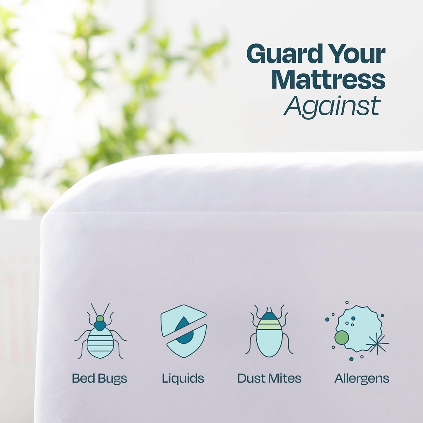 Linenspa Zippered Mattress Encasement – King Size Waterproof Mattress Protector – Quiet Cover & Complete protection – Dorm Room Essentials, White