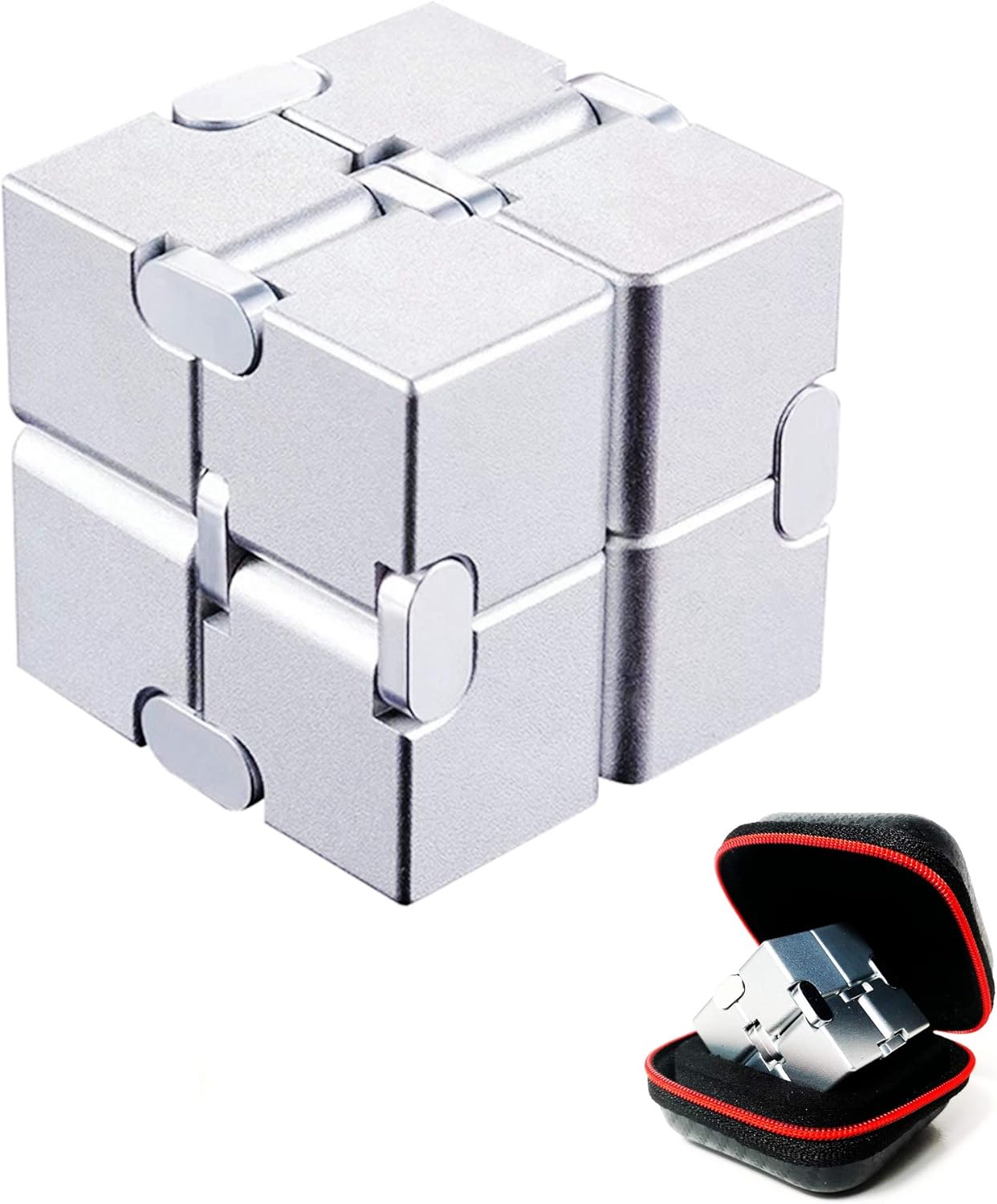 Infinity Cube Fidget Toys Aluminum Metal Stress Relief and Anti Anxiety Finger Flip Cubes Toys for Kids and Adults Idear Gadgets for Men with Exquisite Packaging