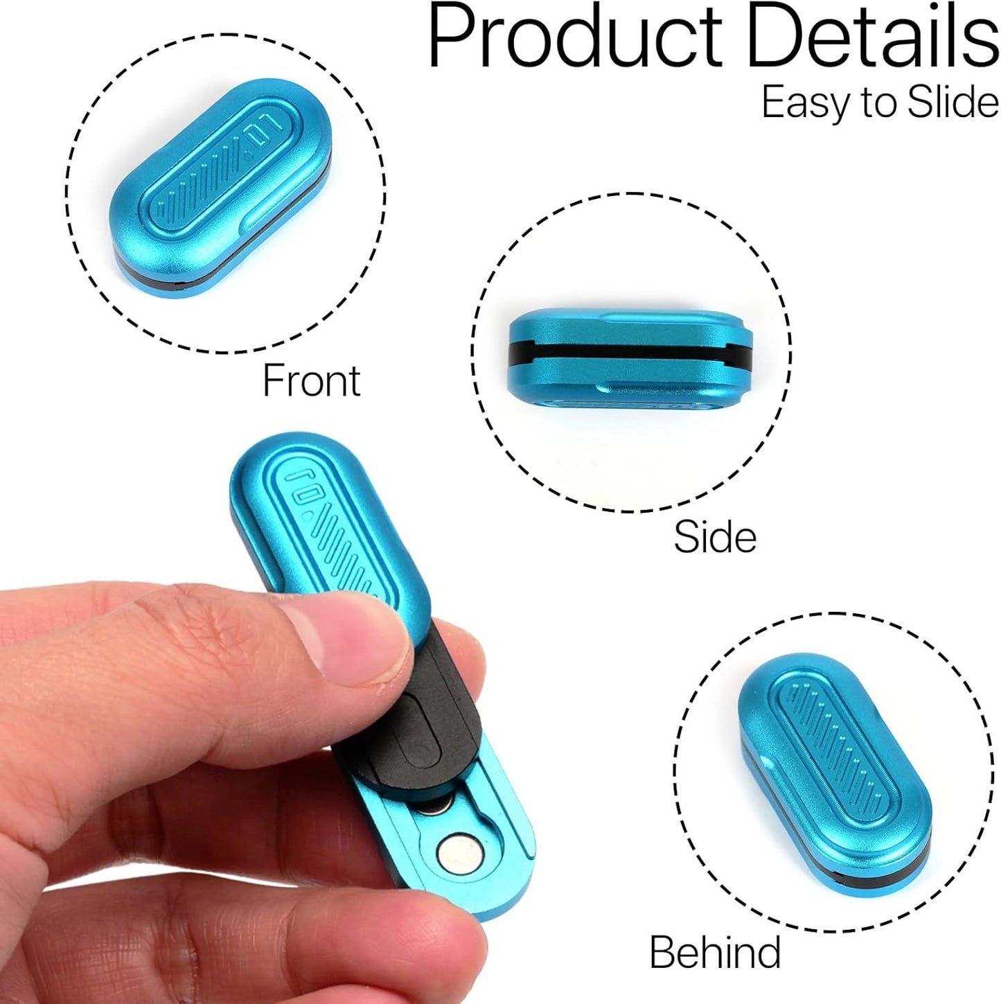 Mini Fidget Slider, Metal Card Fidget Slider Fidget Keychain Fidget Blocks Kit Adult Anxiety Anti Stress (Blue)