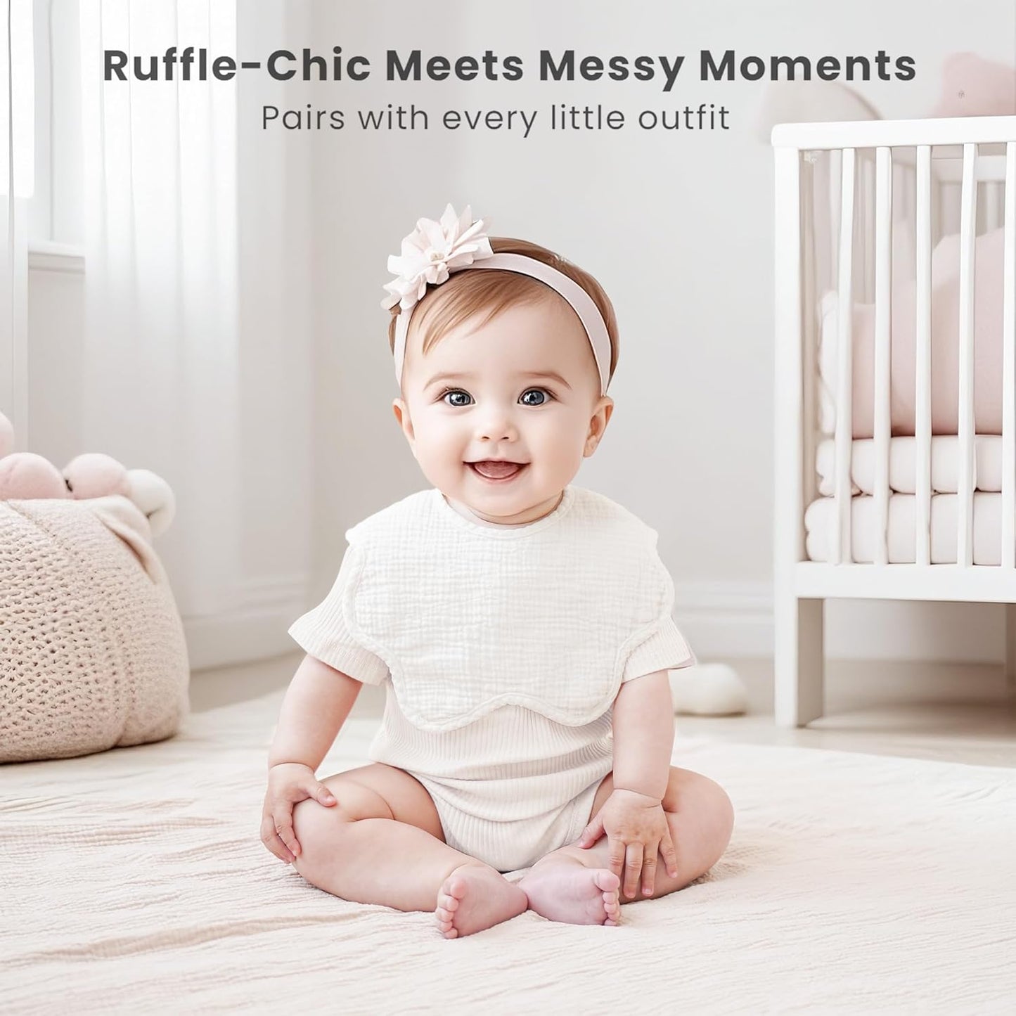 Konssy Muslin Baby Bibs 8 Pack, 100% Cotton Absorbent Bandana Drool Bibs for Teething and Drooling for Unisex Boys and Girls