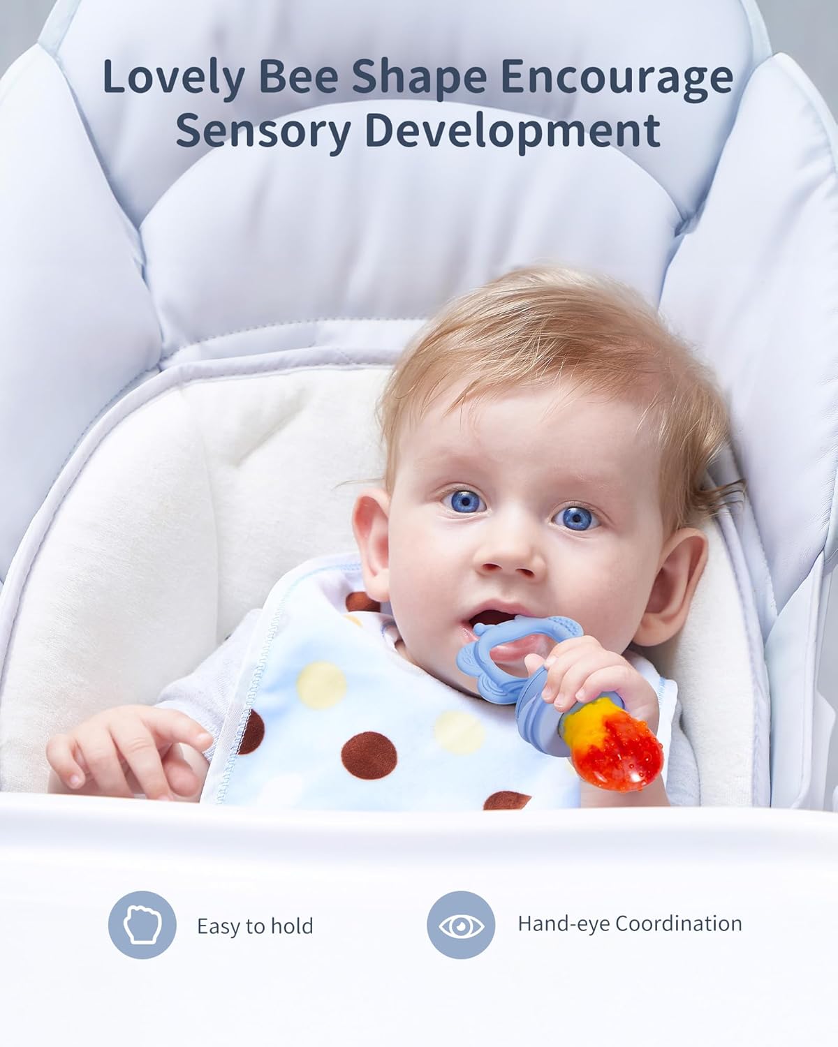 Silicone Baby Fruit Food Feeder (2 Pack) with Freezer Nibble Tray, Breastmilk Popsicle Molds for Baby Teething Relief, Silicone Feeder for Safe Infant Self Feeding, BPA Free, Dishwasher Safe, 3 Month+