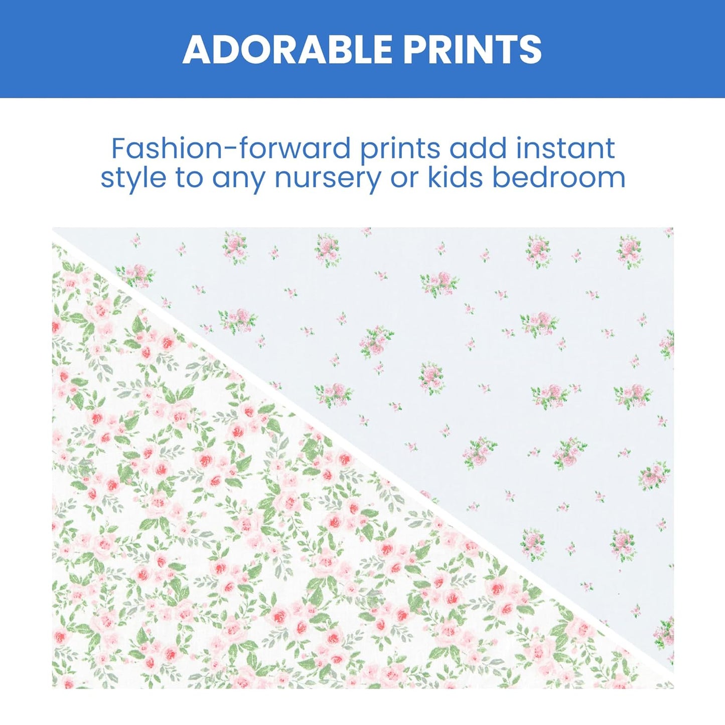 Delta Children Fitted Crib Sheets for Girls and Boys - Crib Sheet for Standard Crib and Toddler Mattresses - 28x52 Inch (Pack of 2), Pink Floral