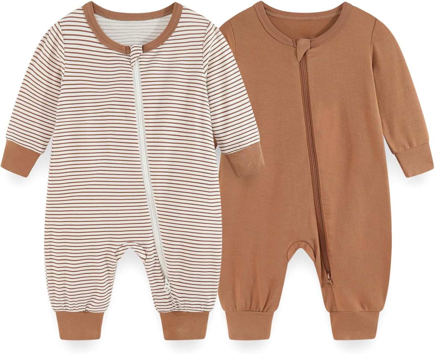 Unisex Rayon Made from Bamboo Zipper Baby Boy Girl Rompers 2 Pcak Long Sleeve Infants Jumpsuits New Born Clothes