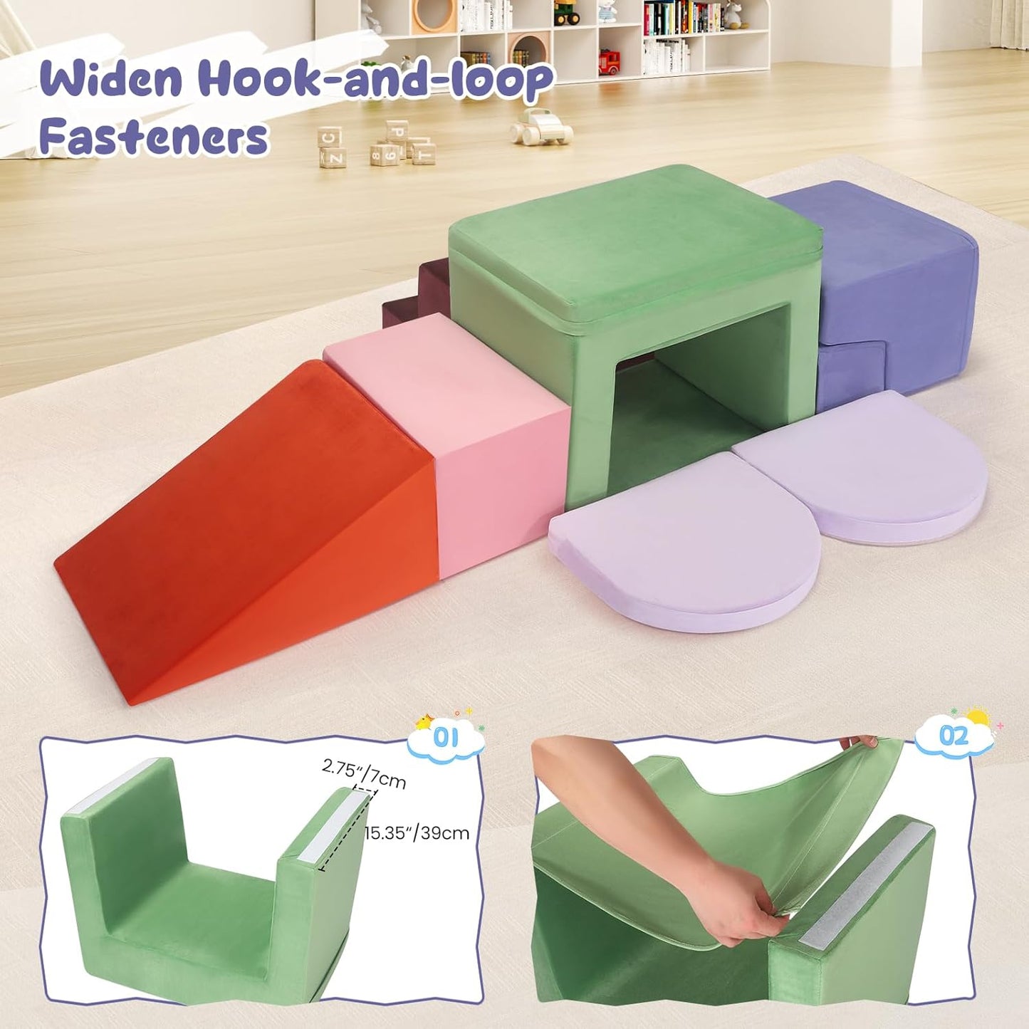 Lischwert Foam Climbing Blocks for Toddlers 1-3, Soft Play Set with Crawling Exploration Toys, Indoor Outdoor Infant Safe Blocks for Baby Gym Toddler Playground