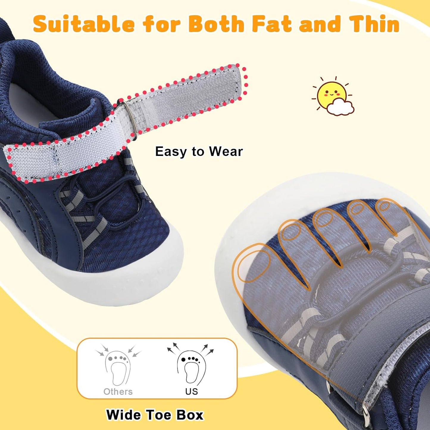 FEETCITY Wide Baby Shoes Boys Girls Baby Barefoot Shoes Breathable Infant Walking Shoe Crib Sock Shoe Toddler Sneakers Flexible