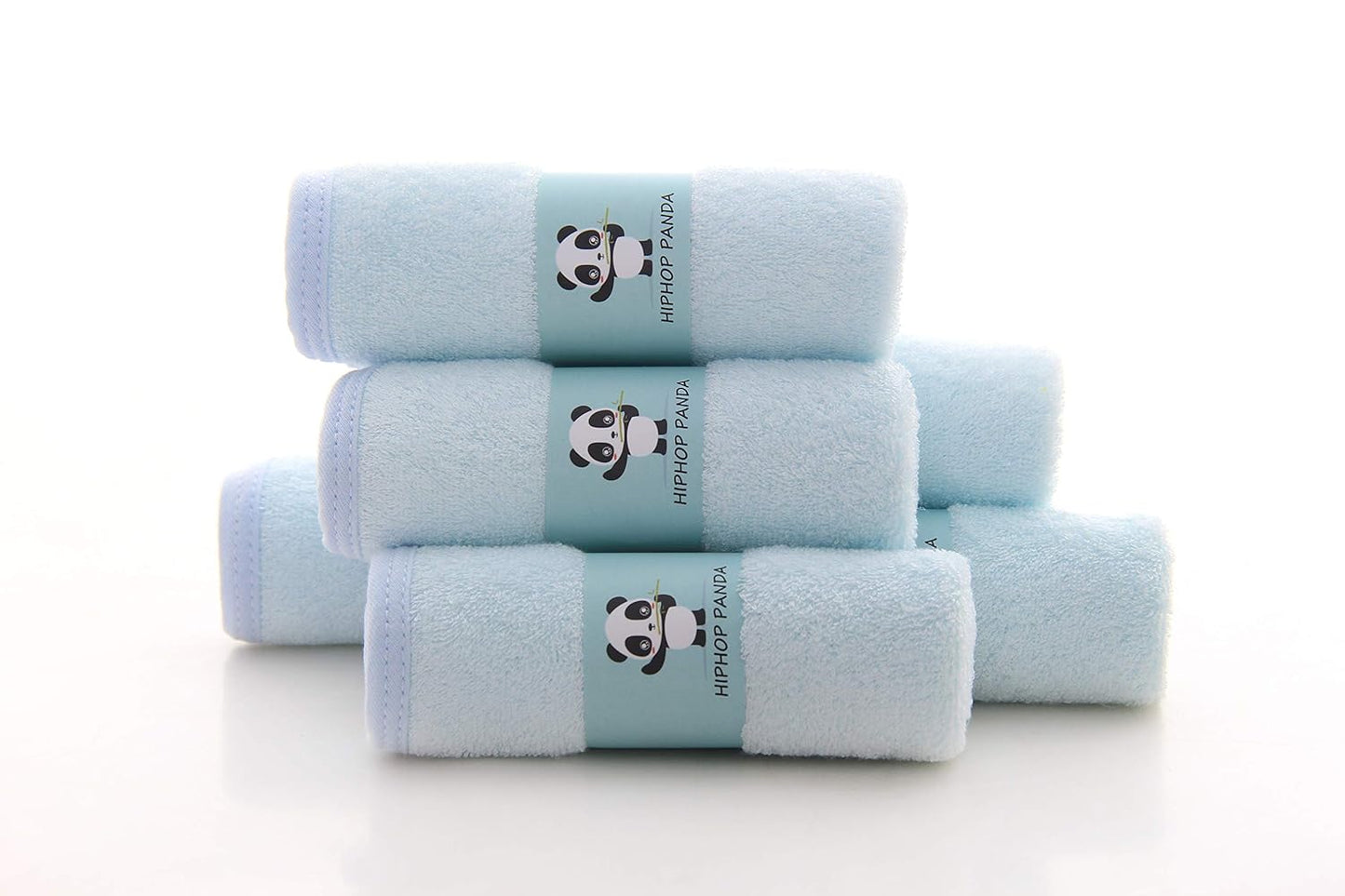 HIPHOP PANDA Baby Washcloths, Rayon Made from Bamboo - 2 Layer Ultra Soft Absorbent Newborn Bath Face Towel - Reusable Baby Wipes for Delicate Skin - Blue, 6 Pack