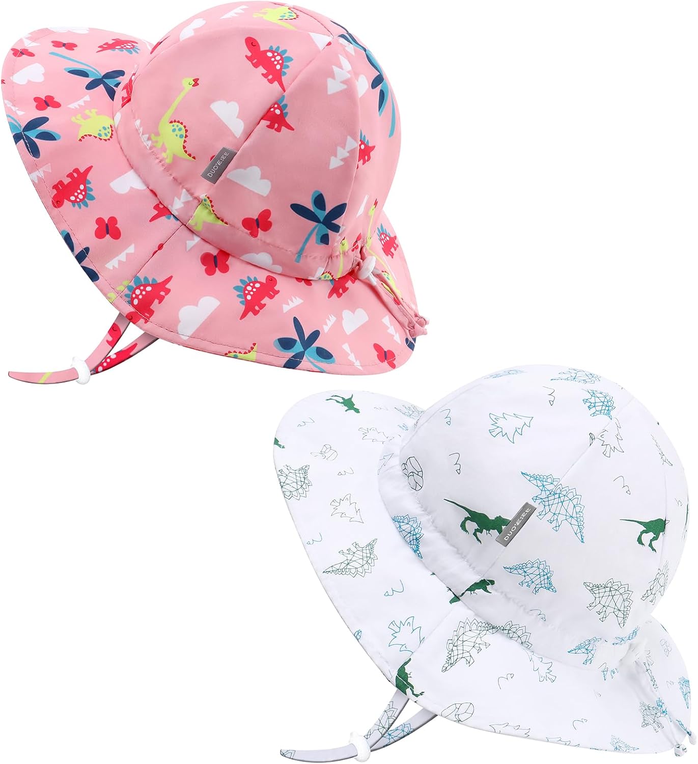 UPF 50+ Baby Bucket Hat - Wide Brim Sun Protection Beach Cap for Girls - Cute & Adjustable Toddler Hat