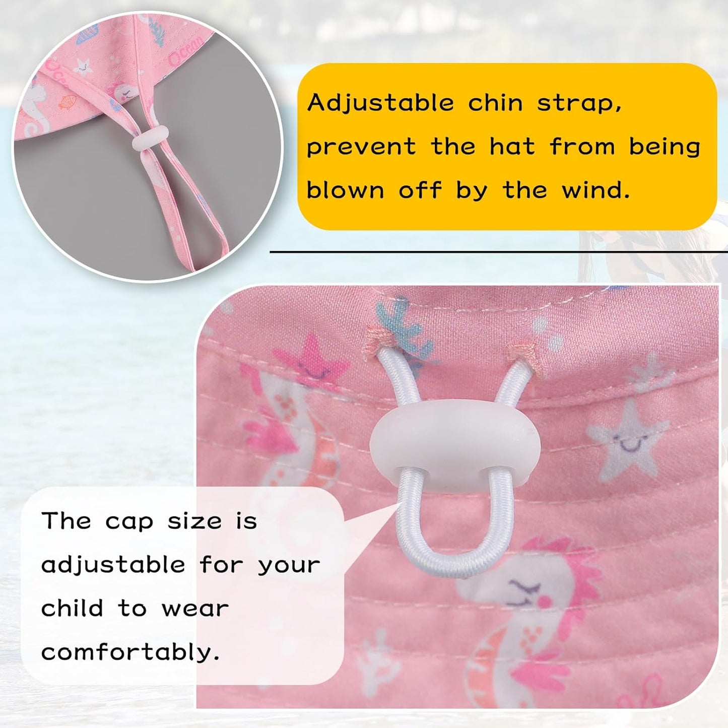 Peecabe Summer Baby Sun Hat for Boys Girls UPF 50+ Wide Brim Toddle Bucket Hat Adjustable Baby Beach Cap 0-8 Years