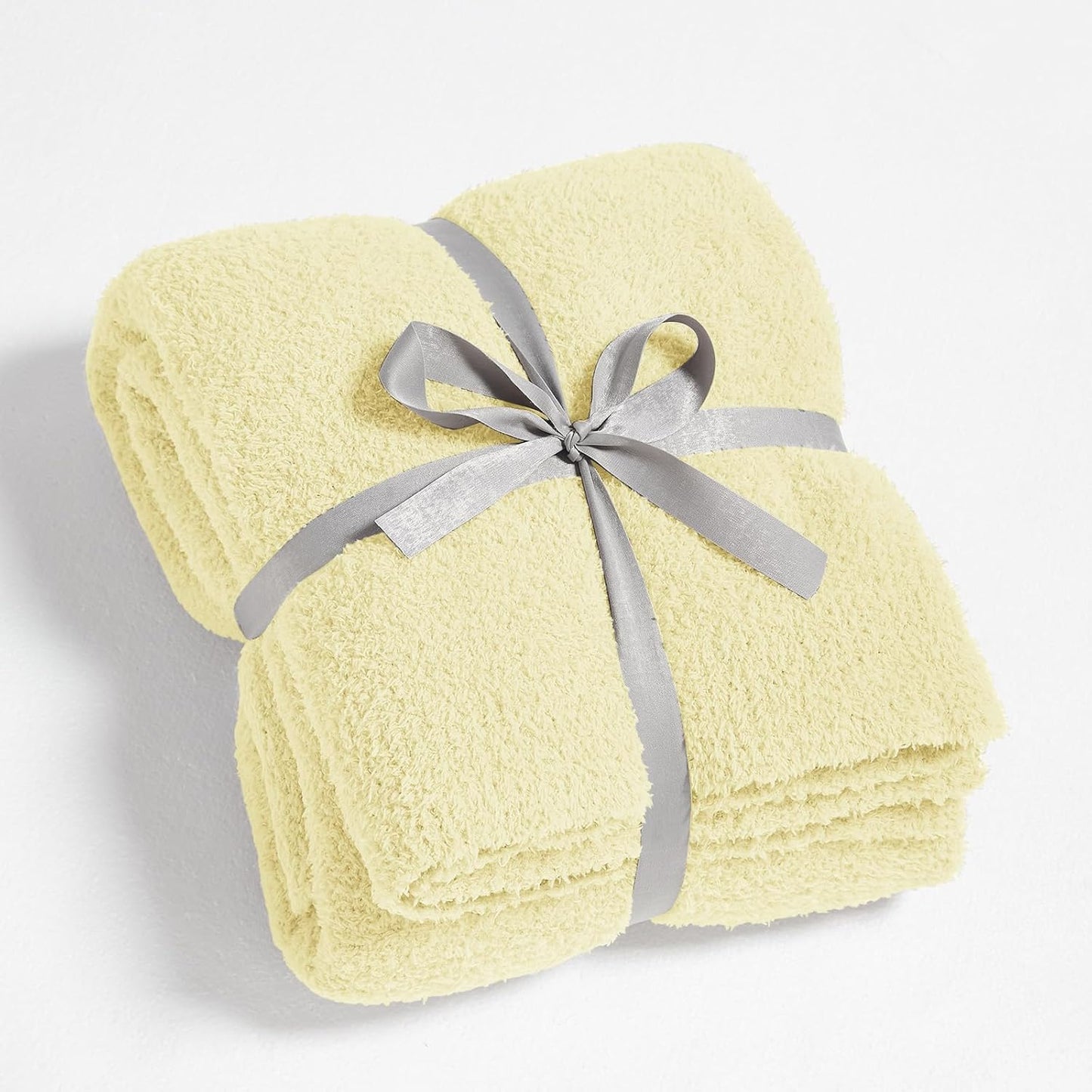 CYMULA Knit Throw Blanket for Couch Yellow - Super Soft Lightweight Plush Fuzzy Fluffy Cozy Blankets and Throws for Sofa Bed, 50 x 60 inches