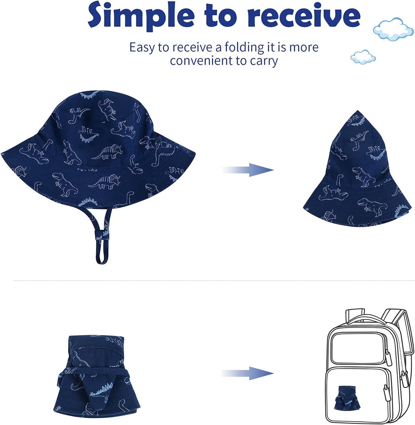 Durio Baby Bucket Sun Hat Toddler Hats Summer Beach Hat UPF 50+ Sun Protection Bucket Hats for Kids Baby Boy Girl Gifts 2Pack