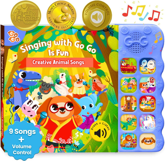 GO GO 9 Creative Animal Nursery Rhymes: Interactive Book for 1 Year Old, Sound Books for Toddlers 1-3, Musical Books for Toddlers 1-3, Music Book for Toddlers 1-3, Baby Books with Sound, Singing Books