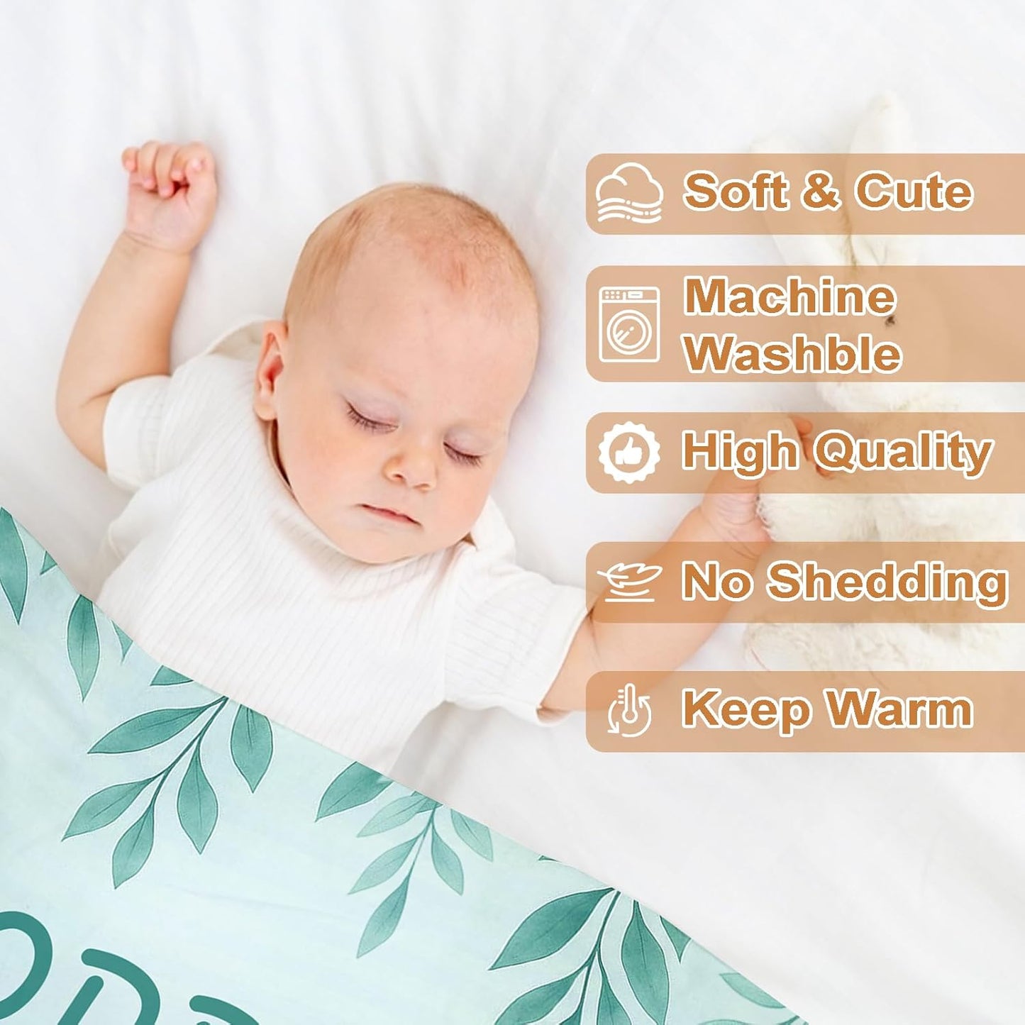 Ship Next Day, Personalized Baby Blanket – Printed in USA, Custom Baby Blanket for Boys & Girls, Baby Blanket with Name, Baby Shower, Easter, Christmas, Birthday Newborn & Toddler Gifts, Baby Gifts