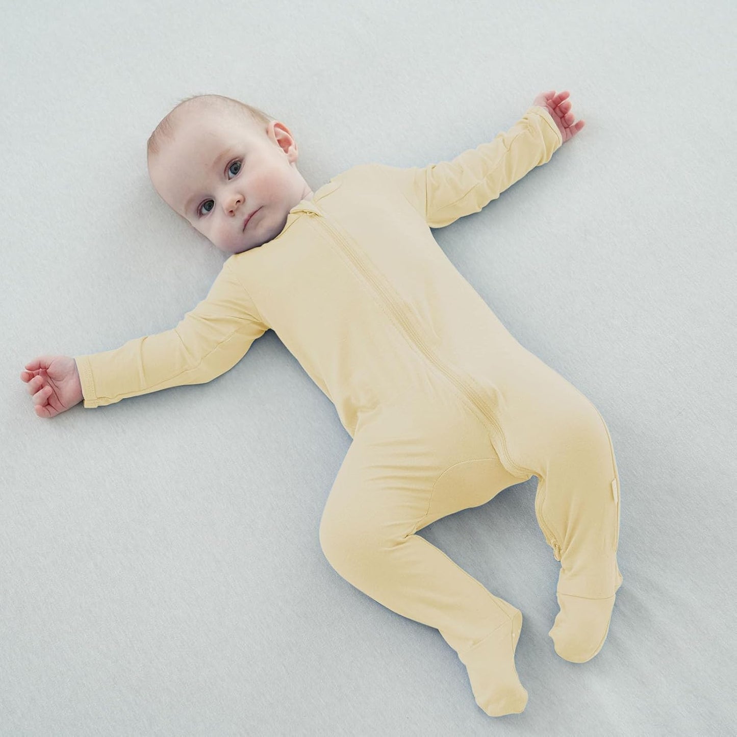 Baby Bamboo Rayon Romper Infant Footies Long Sleeve Double Zipper Outfits 2-Pack One-Piece Jumpsuits