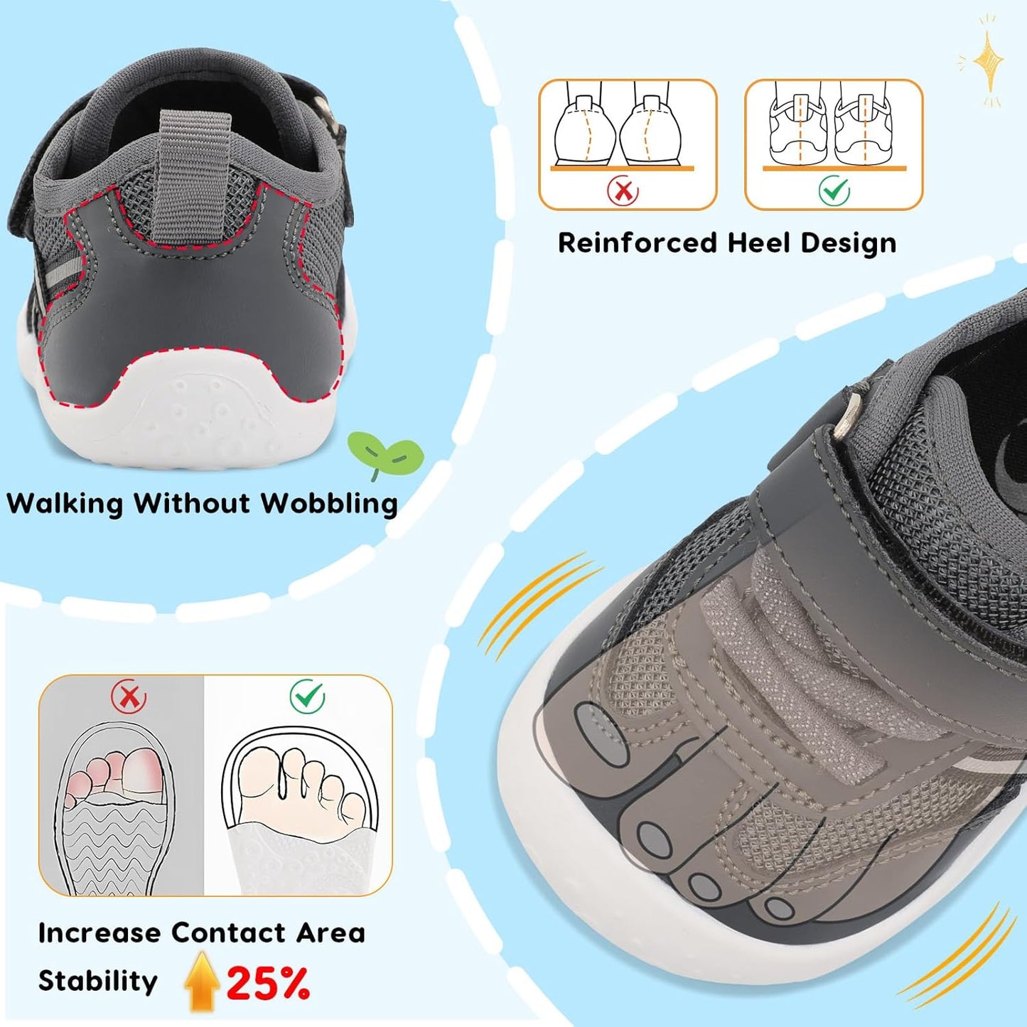 Scurtain Baby Shoes Boy Girl First Walking Shoe Infant Crib Breathable Sneakers Lightweight Barefoot Shoes for Babies
