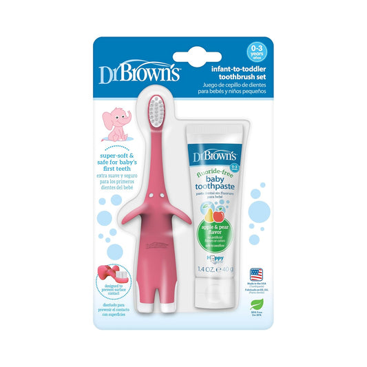 Dr. Brown's Infant-to-Toddler Toothbrush Set, 1.4 Ounce, Pink