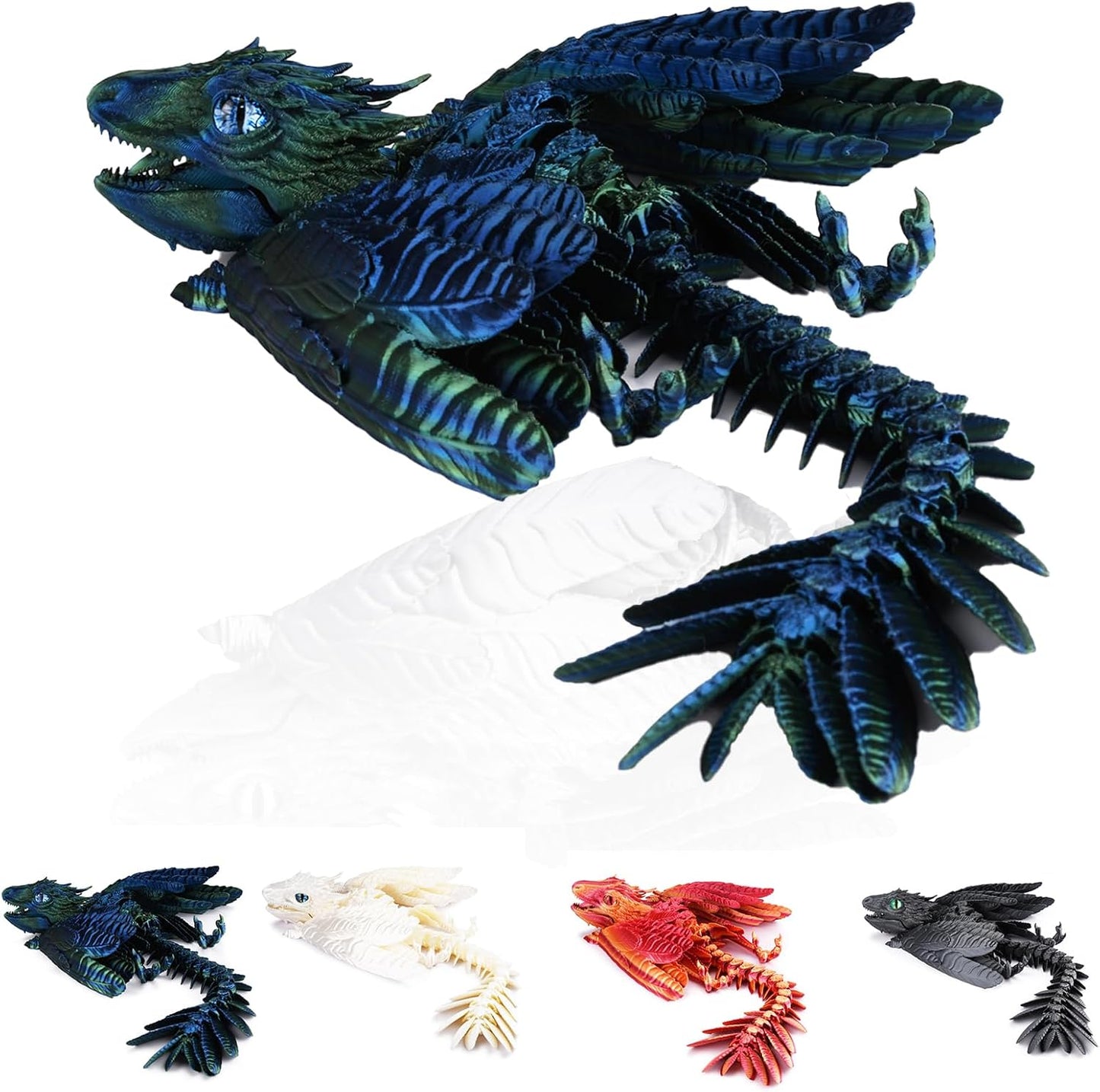 Feathered Wyvern Dragon, 3D Printed Dragon, Articulated Dragon Fidget Toy, 3D Dragon with Wings, Adult Anxiety Relief Desktop Toys for Home Office Decor