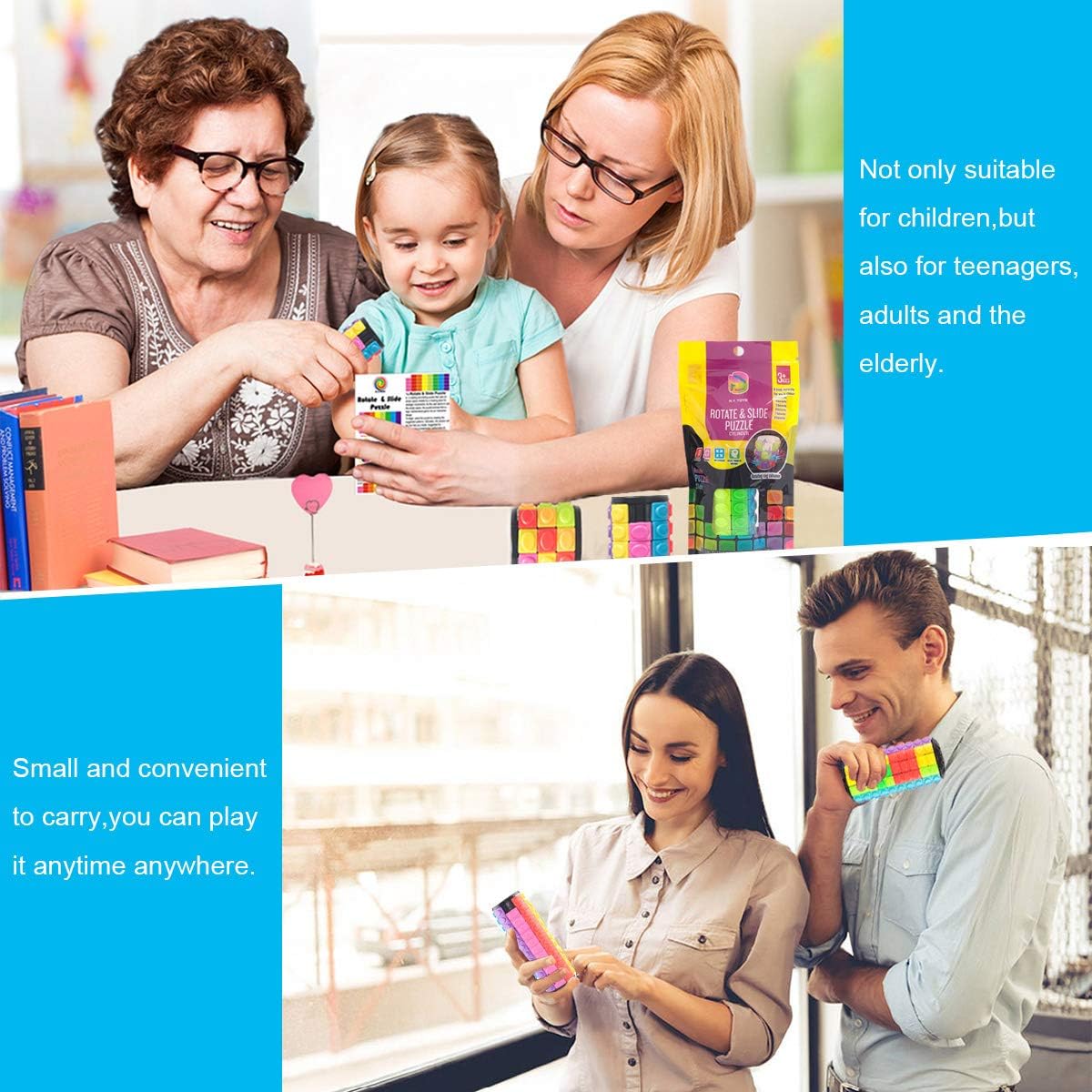 R.Y.TOYS Rotate and Slide Puzzle-Design Patent,Fidget Toys(Restore Order/Create Patterns) 8 Colors,4, 6 and 8 Layers-Detach Piece for Quick Play,Brain Teaser,Sensory Toy Gift,Easter Basket Stuffers