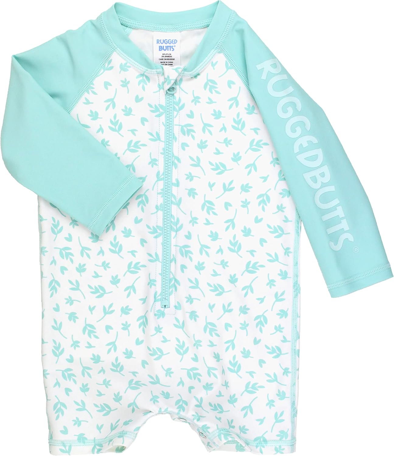 RUGGEDBUTTS Baby/Toddler Boy Swimsuit, One Piece Zipper Rash Guard Sunsuit with UPF 50+ Sun Protection