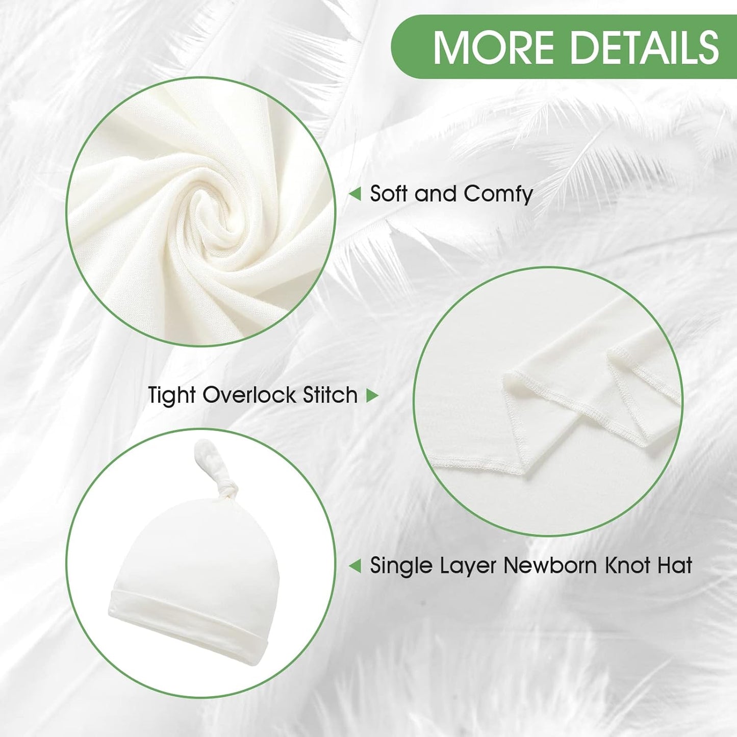 iEvolve Cotton Knitted Baby Swaddle Blanket with Hat Headband Set Newborn Swaddle Wrap Receiving Blankets for Baby Girl Boy 45" x 45"(White)