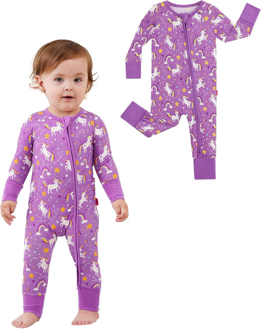 Baby One-Piece Romper Footless Bamboo Viscose Pajamas Sleepers for Baby Boys and Girls